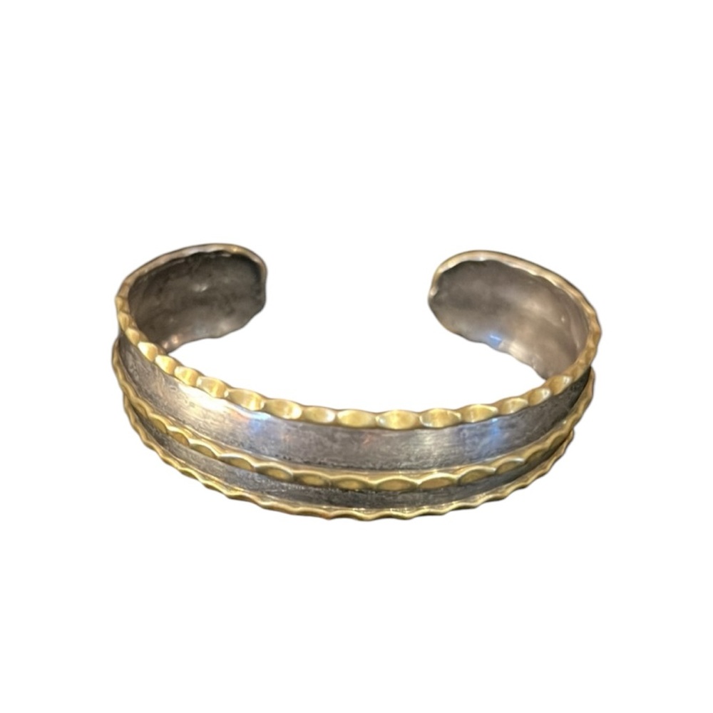 Elegant Two-Tone Cuff Bracelet